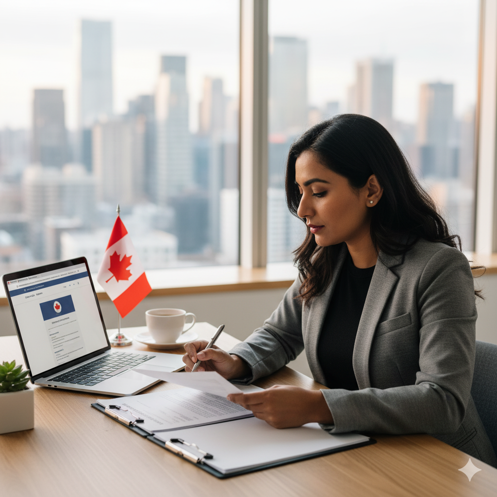 Why you should Incorporate your business? business owner reviewing Canadian incorporation documents for business growth.