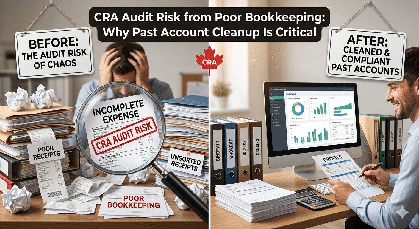 CRA Audit Risk from Poor Bookkeeping: Why Past Account Cleanup Is Critical CRA audit risk prevention and past account cleanup by Gondaliya CPA