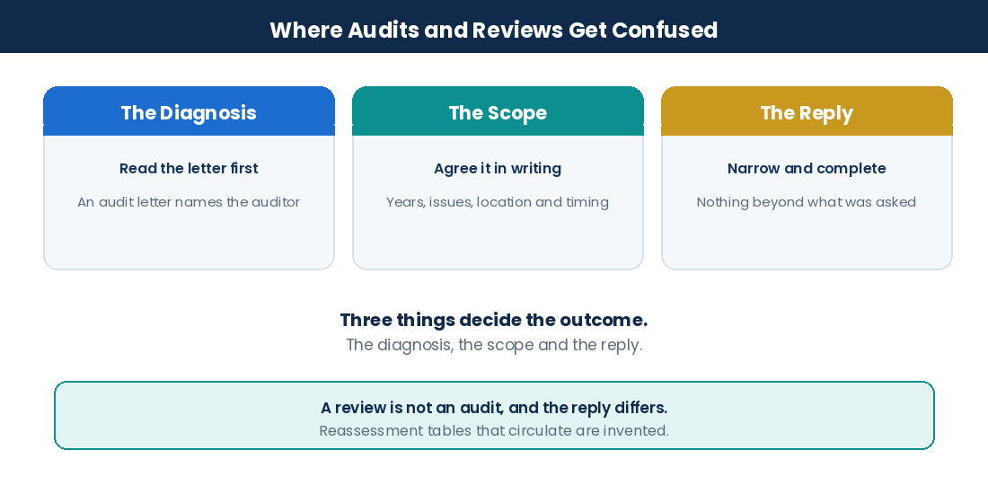 CRA Audit vs CRA Review: Key Differences Every Business Owner Must Know Where businesses mishandle CRA letters: diagnosis, scope and reply