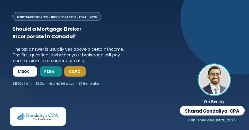 Should a Mortgage Broker Incorporate in Canada? Tax Benefits, Costs and Planning Considerations