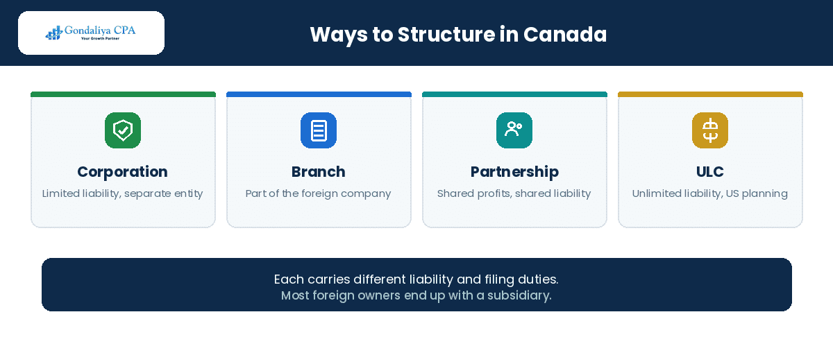 Business structures available to foreign entrepreneurs in Canada