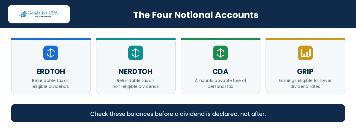 The four notional accounts tracked by a medical professional corporation