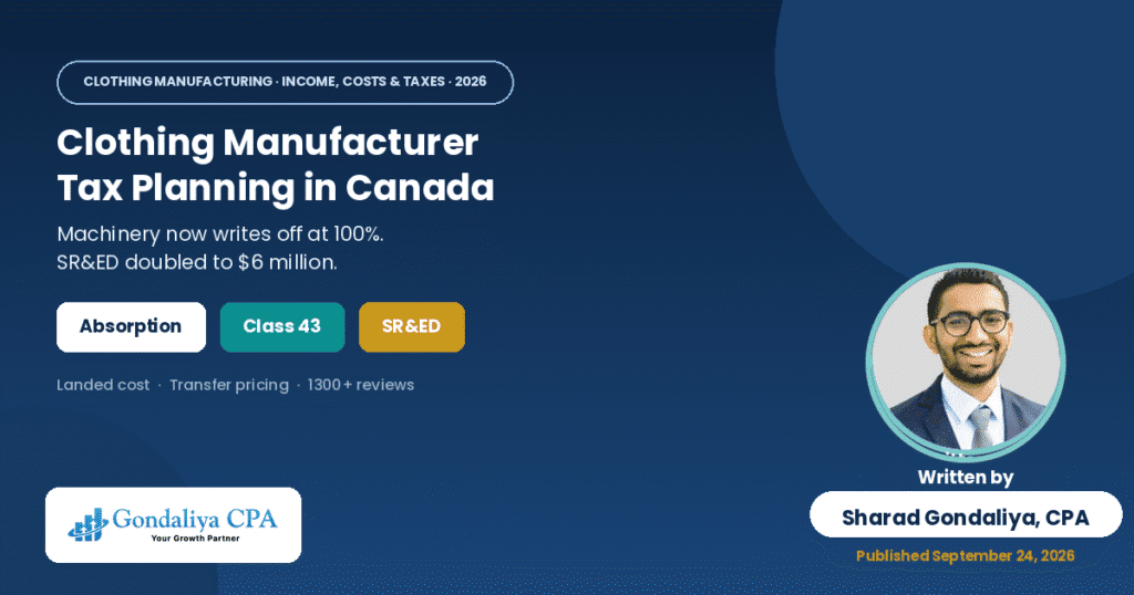 Clothing Manufacturer Tax Planning in Canada