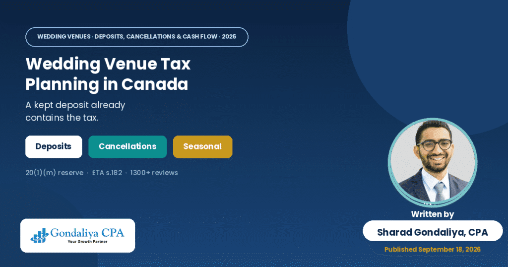 Wedding Venue Tax Planning in Canada: Deposits, Cancellations, Seasonal Revenue & Cash Flow Wedding Venue Tax Planning in Canada