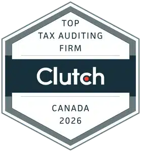 Top Clutch Tax Auditing Firm Canada 2026 badge awarded to Gondaliya CPA for CRA audit support