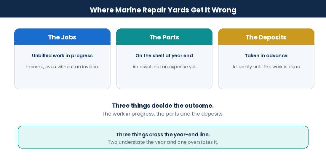 The Ultimate Guide to Marine Repair Business Taxes and Accounting in Canada Where boatyards misstate the year: work in progress, parts inventory and customer deposits
