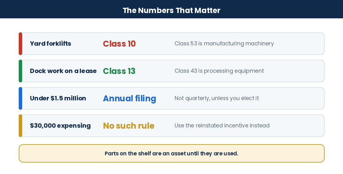 The Ultimate Guide to Marine Repair Business Taxes and Accounting in Canada Key facts on forklift classes, dock structures, sales tax frequency and immediate expensing