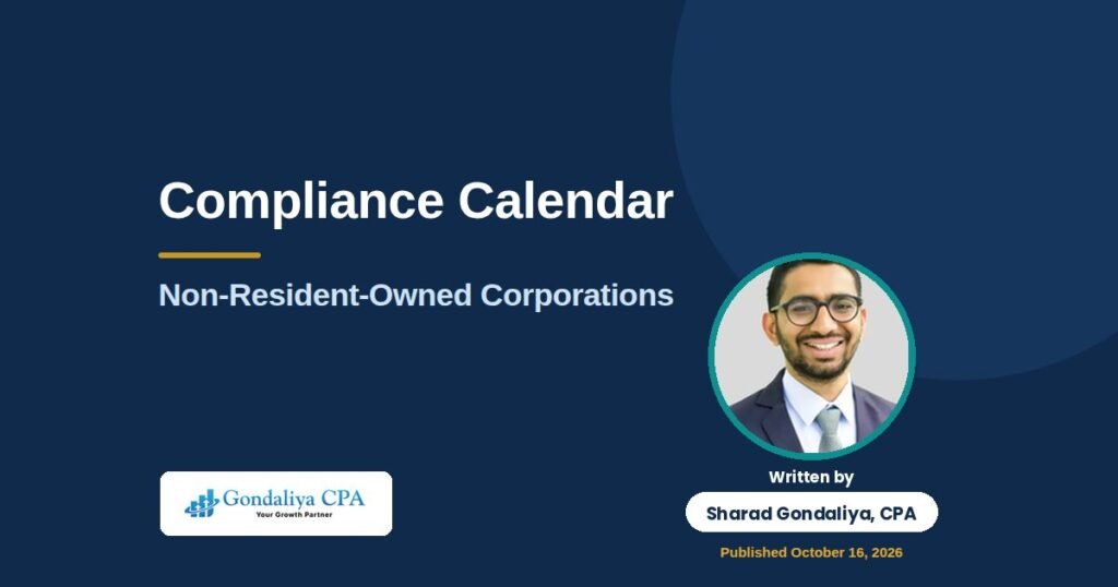 Annual Compliance Calendar for a Non-Resident-Owned Canadian Corporation