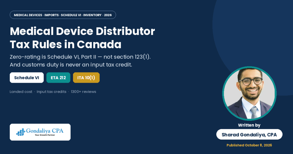 Medical Device Distributor Tax Rules in Canada