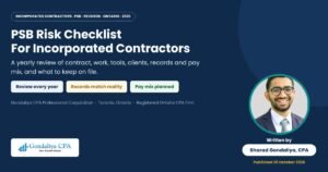 PSB Risk Checklist for Incorporated Contractors in Ontario